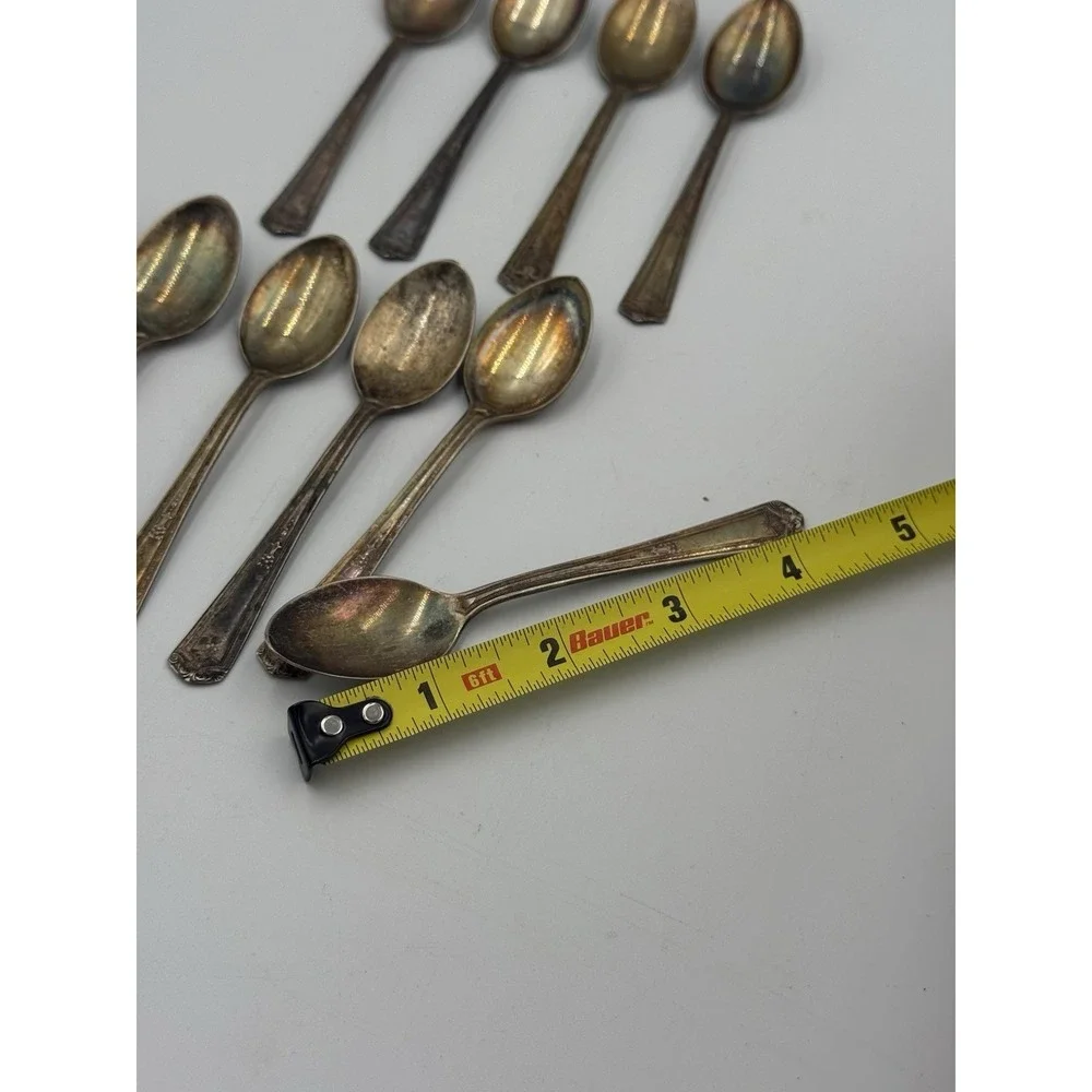 Vintage Wm A Rogers Silverplate 4.5" Spoons Lot of 9 Ornate Flatware - Picture 9 of 9